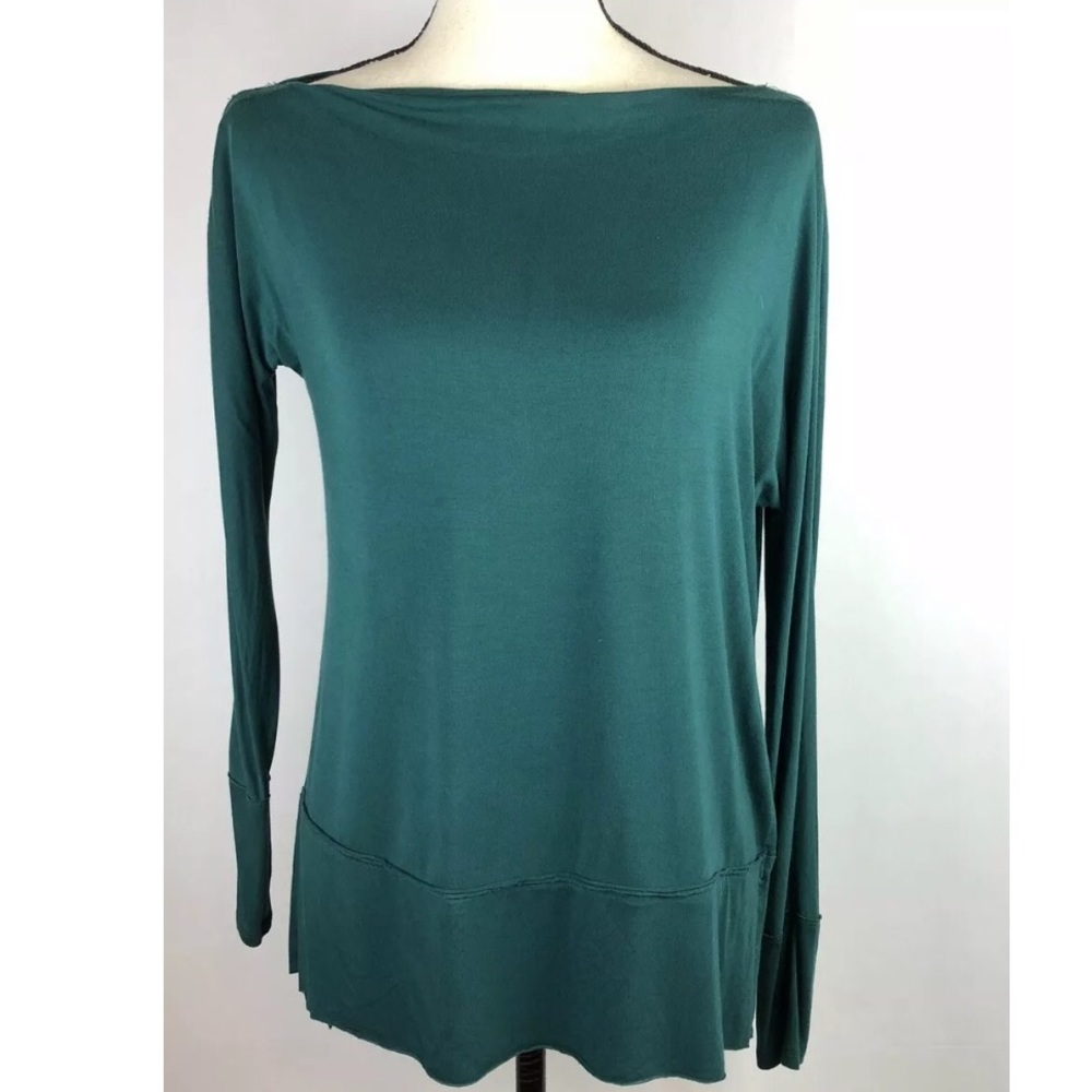 We the Free Green Soft Jersey High Slit Shirt